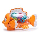 Рыбка «Шестерёнки», свет и звук, работает от батареек, цвет оранжевый - фото 6661713