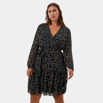 Платье мини женское MIST plus-size, размер 58, чёрное