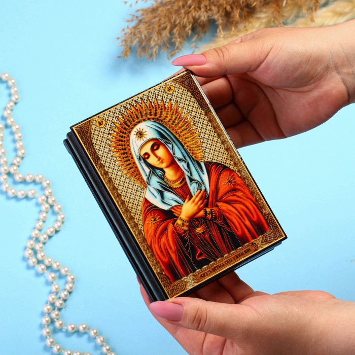 Шкатулка «Божья Матерь Умиление»  10×14 см, лаковая миниатюра - фото 1886898198