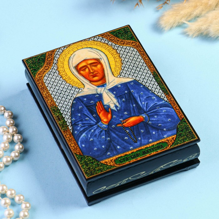 Шкатулка «Матрона Московская»  10×14 см, лаковая миниатюра - Фото 1
