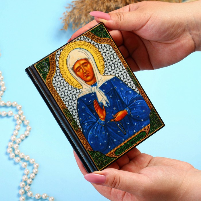 Шкатулка «Матрона Московская»  10×14 см, лаковая миниатюра - фото 1907500386