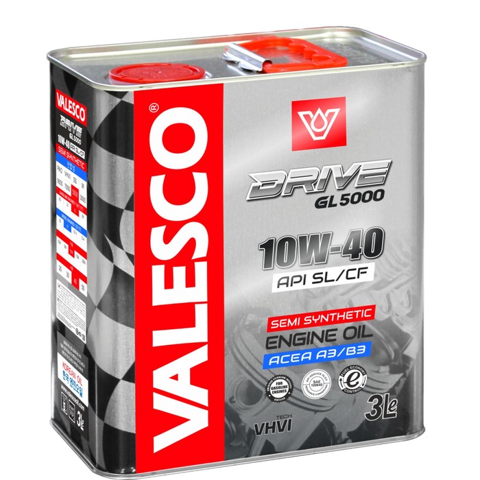 Масло полусинтетическое VALESCO DRIVE GL 5000 10W-40 API SL/CF, 3 л - Фото 1
