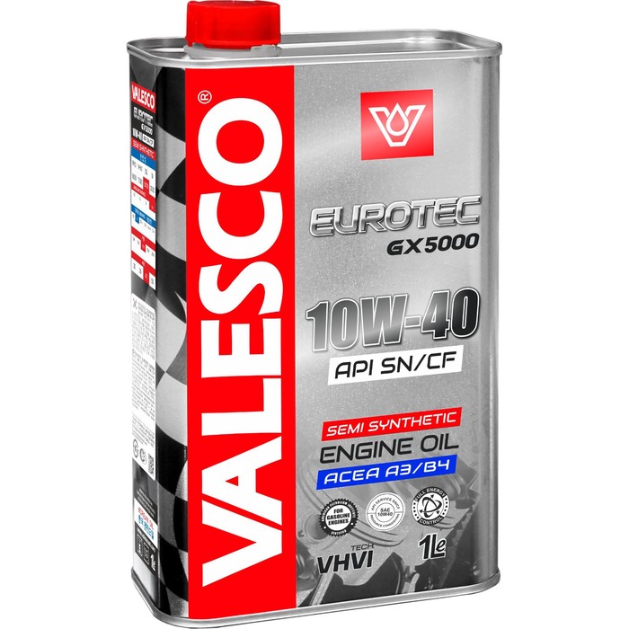 Масло полусинтетическое VALESCO EUROTEC GX 5000 10W-40 API SN/CF, 1 л - Фото 1