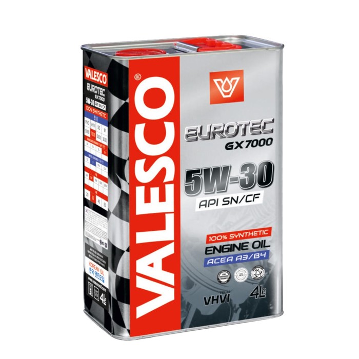 Масло синтетическое VALESCO EUROTEC GX 7000 5W-30 API SN/CF, 4 л - Фото 1
