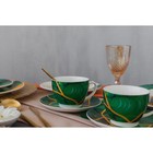 Сервиз фарфоровый чайный Доляна «Малахитовая шкатулка», 12 предметов: 6 чашек 250 мл, 6 блюдец d=15 см, цвет зелёный - Фото 9