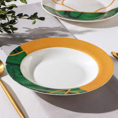 Тарелка глубокая Доляна «Малахитовая шкатулка», 340 мл, d=20 см, фарфор