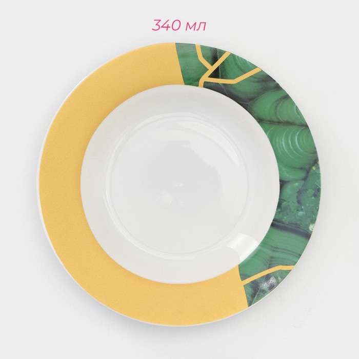 Набор тарелок фарфоровых Доляна «Малахитовая шкатулка», 18 предметов: 6 тарелок d=20 см, 6 тарелок d=25 см, 6 тарелок глубоких 340 мл - фото 1907500581