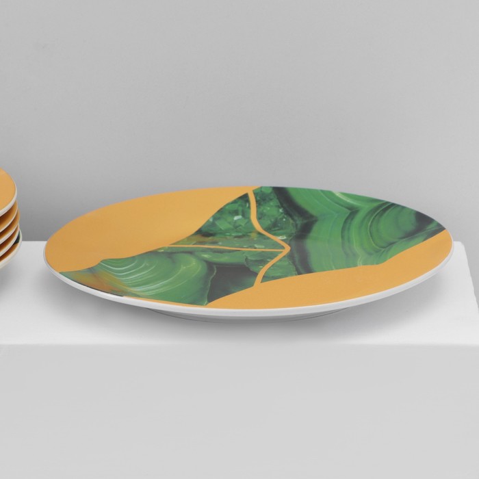 Набор тарелок фарфоровых Доляна «Малахитовая шкатулка», 18 предметов: 6 тарелок d=20 см, 6 тарелок d=25 см, 6 тарелок глубоких 340 мл - фото 1907500582