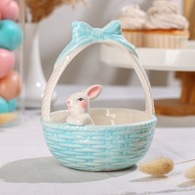 Конфетница Доляна «Зайка», 350 мл, цвет голубой 7434241