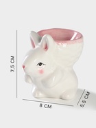Подставка для яйца Доляна «Зайка», доломит, 8×5.5×7.5 см, белая, розовая - Фото 2