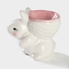 Подставка для яйца Доляна «Зайка», доломит, 8×5.5×7.5 см, белая, розовая - Фото 5