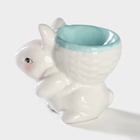 Подставка для яйца Доляна «Зайка», доломит, 8×5.5×7.5 см, белая, голубая - Фото 5