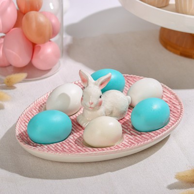 Подставка для яиц Доляна «Зайка», 25×18×9 см, розовая