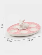 Подставка для яиц Доляна «Зайка», 25×18×9 см, доломит, розовая - Фото 2