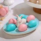 Подставка для яиц Доляна «Зайка», 25×18×9 см, голубая - Фото 1