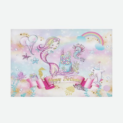 Фотофон для съёмок, винил «Русалочка с тортом», 120×80 см