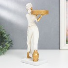Сувенир полистоун подсвечник "Африканка" d- 5,8 см, белый с золотом 7,5х8,7х25,2 см - фото 22909914
