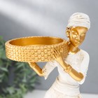 Сувенир полистоун подсвечник "Африканка" d- 5,8 см, белый с золотом 7,5х8,7х25,2 см - фото 22909916