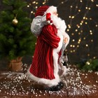Дед Мороз "В полосатой шубе, фонариком и подарками" 47 см, бело-красный - фото 3763157