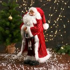 Дед Мороз "В полосатой шубе, фонариком и подарками" 47 см, бело-красный - фото 3763159