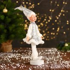 Новогодний шут «В узорном платье с мехом» 30 см, серебристо-белый - Фото 2