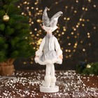 Новогодний шут «В узорном платье с мехом» 30 см, серебристо-белый - Фото 3