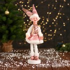 Новогодний шут "В платье с пайетками и мехом" 30 см, розово-белый - фото 3891103