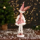 Новогодний шут «В платье с пайетками и мехом» 30 см, розово-белый - Фото 3