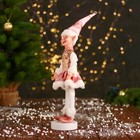 Новогодний шут «В платье с пайетками и мехом» 30 см, розово-белый - Фото 4