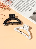 Крабик для волос «Пелагея», дуга, 9 см, белый, чёрный - Фото 3