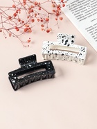 Крабик для волос «Пелагея», прямой, 8.5 см, белый, чёрный - Фото 3