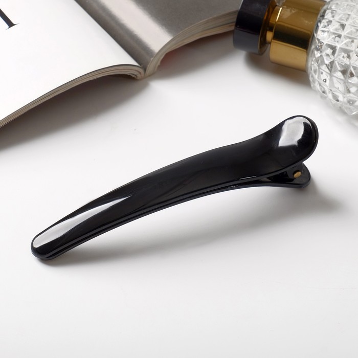 Зажим для волос «Лорен», глянец, 12 см, чёрный - Фото 1