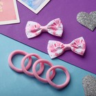 Набор для волос "Карапунька" (4 резинки, 2 зажима) зайка, 2 см, бело-розовый 7862394