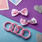 Набор для волос "Карапунька" (4 резинки, 2 зажима) зайка, 2 см, бело-розовый 7862394