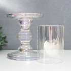 Подсвечник стекло на 1 свечу "Честность" d-3,5/8,5/10 см радужный прозрачный 11,5х11,5х24 см   78771 - фото 21705591