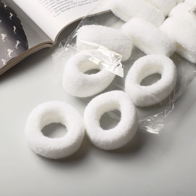 Резинки для волос Выбражулька «Махрушка», набор 12 шт., широкая классика, 7×2 см, белые