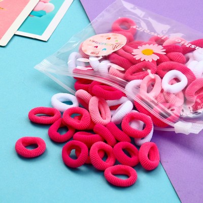 Резинки для волос «Махрушка», набор 80 шт., нежность, 2.5 см, белые, розовые