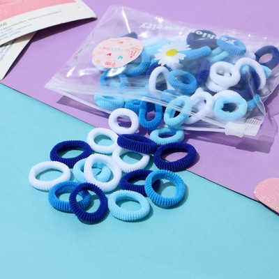 Резинки для волос Выбражулька «Махрушка», набор 80 шт., нежность, 2.5 см, бело-голубые