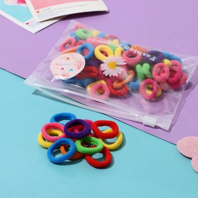 Резинки для волос «Махрушка», набор 80 шт., нежность, 2.5 см, яркие