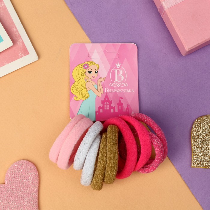 Резинки для волос «Синди», набор 10 шт., блеск акварель, 4.5 см - Фото 1