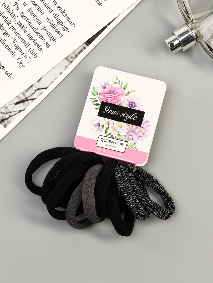 Резинки для волос «Синди», набор 10 шт., туман, 4.5 см, серо-чёрные - Фото 1