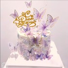 Набор для украшения торта «С днём рождения», бабочки, цвет сиреневый - фото 9889737