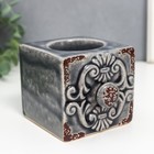 Подсвечник керамика на 1 свечу "Растительный узор" МИКС 7х9х7,5 см - фото 21705714