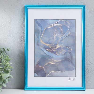 Фоторамка пластик "Радуга" 21х30 см, аквамарин металлик (стекло)