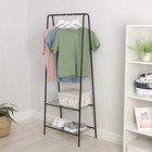 Вешалка - стойка напольная для одежды Доляна «Лофт», с двумя полками, 59×35×152 см, чёрная - Фото 1