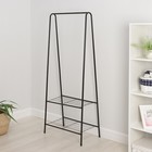 Вешалка - стойка напольная для одежды Доляна «Лофт», с двумя полками, 59×35×152 см, чёрная - Фото 2