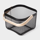 Корзинка универсальная LaDо́m, квадратная, с ручкой, 24.5×24.5×18 см, чёрная - Фото 4