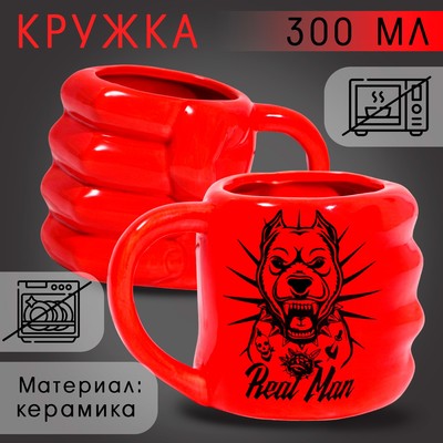 Кружка керамическая Real man, 500 мл, цвет красный