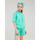 Комплект из пуловера и шорт для девочки, рост 146 см, цвет мятный - фото 27792982