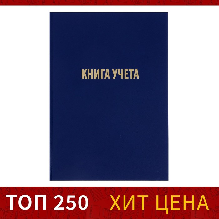 Книга учета, 96 листов, обложка бумвинил, блок ГАЗЕТНЫЙ, клетка, цвет синий - Фото 1